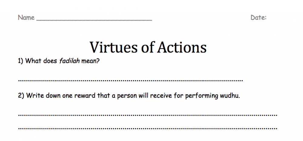 Week 16 - Virtues of Actions Archives - Safar Resources