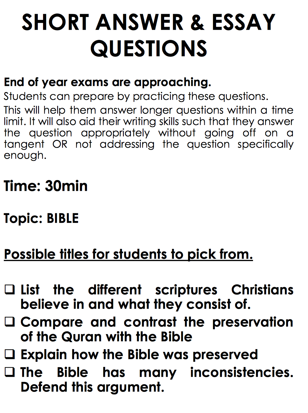 essay topics about bible